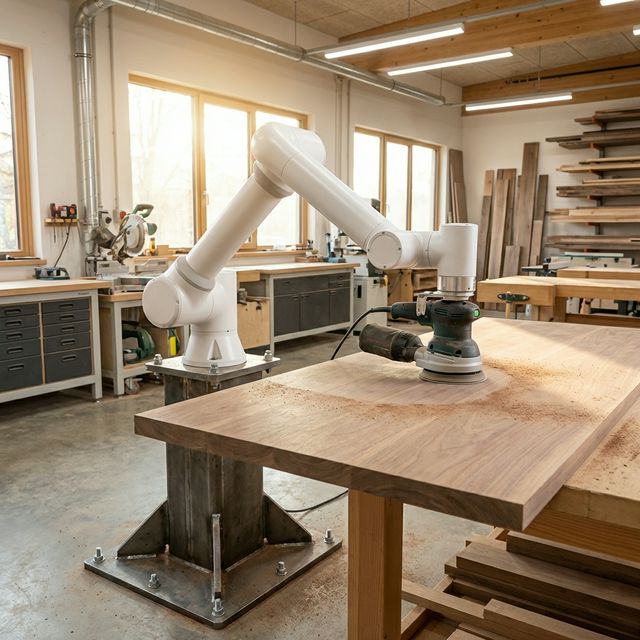 Cobot beim Holzschleifen